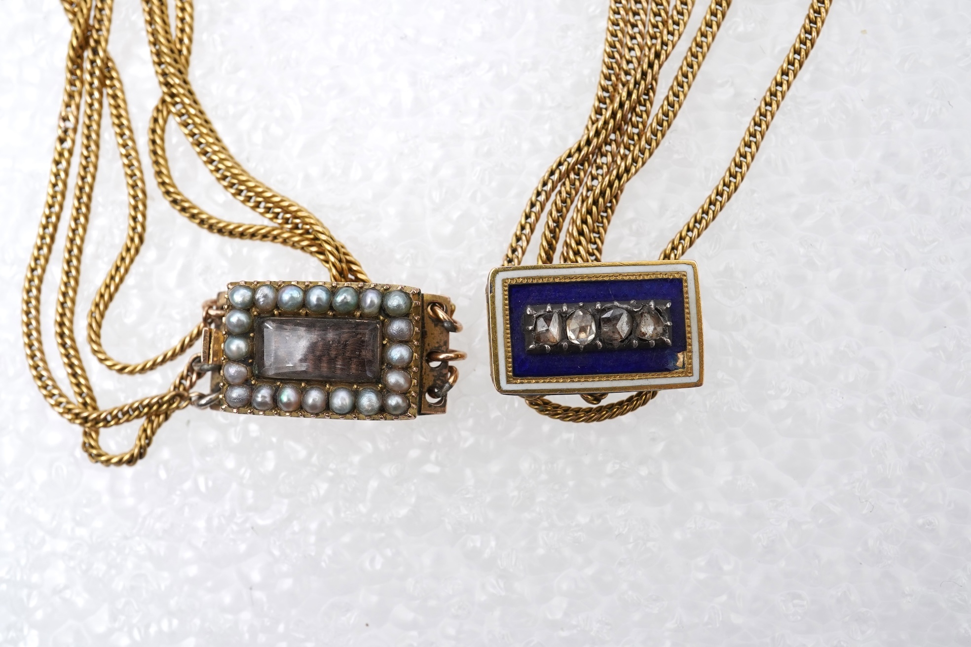 An enamel, pearl and diamond necklace, 19th century, composite